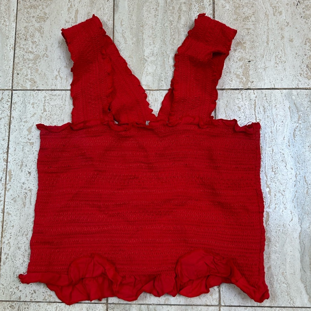 Urban Outfitters (Ecote) Elastic Textured Tank (Small) - Red